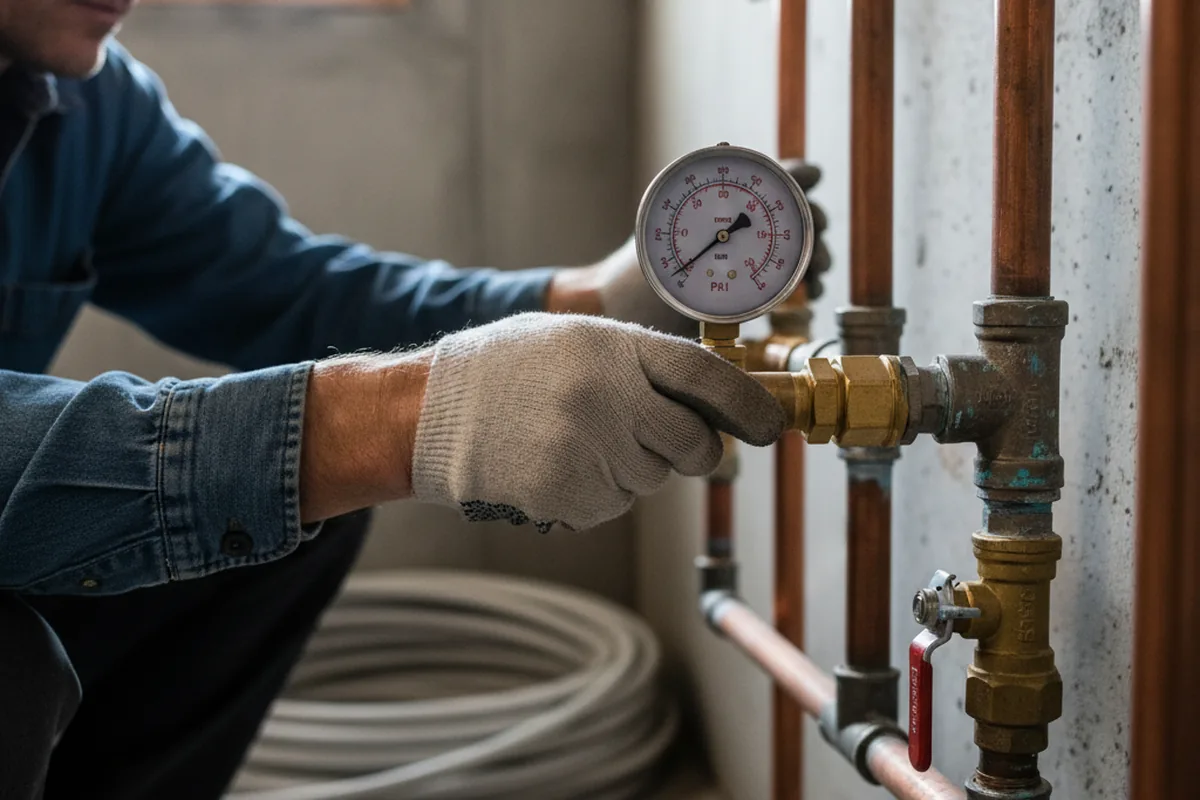 Pressure testing a repaired line during Water Line Repair in Mililani